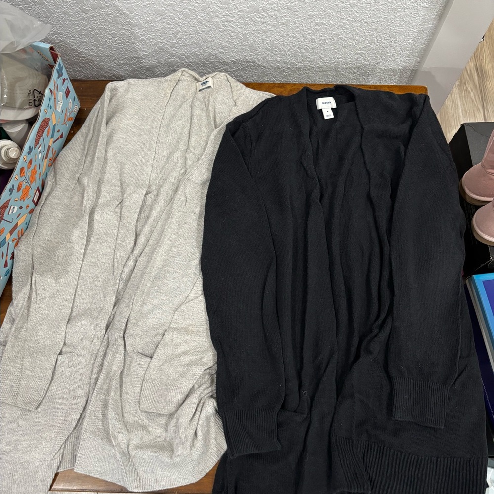 Two Set Old Navy Black and Heather Knit Cardigans